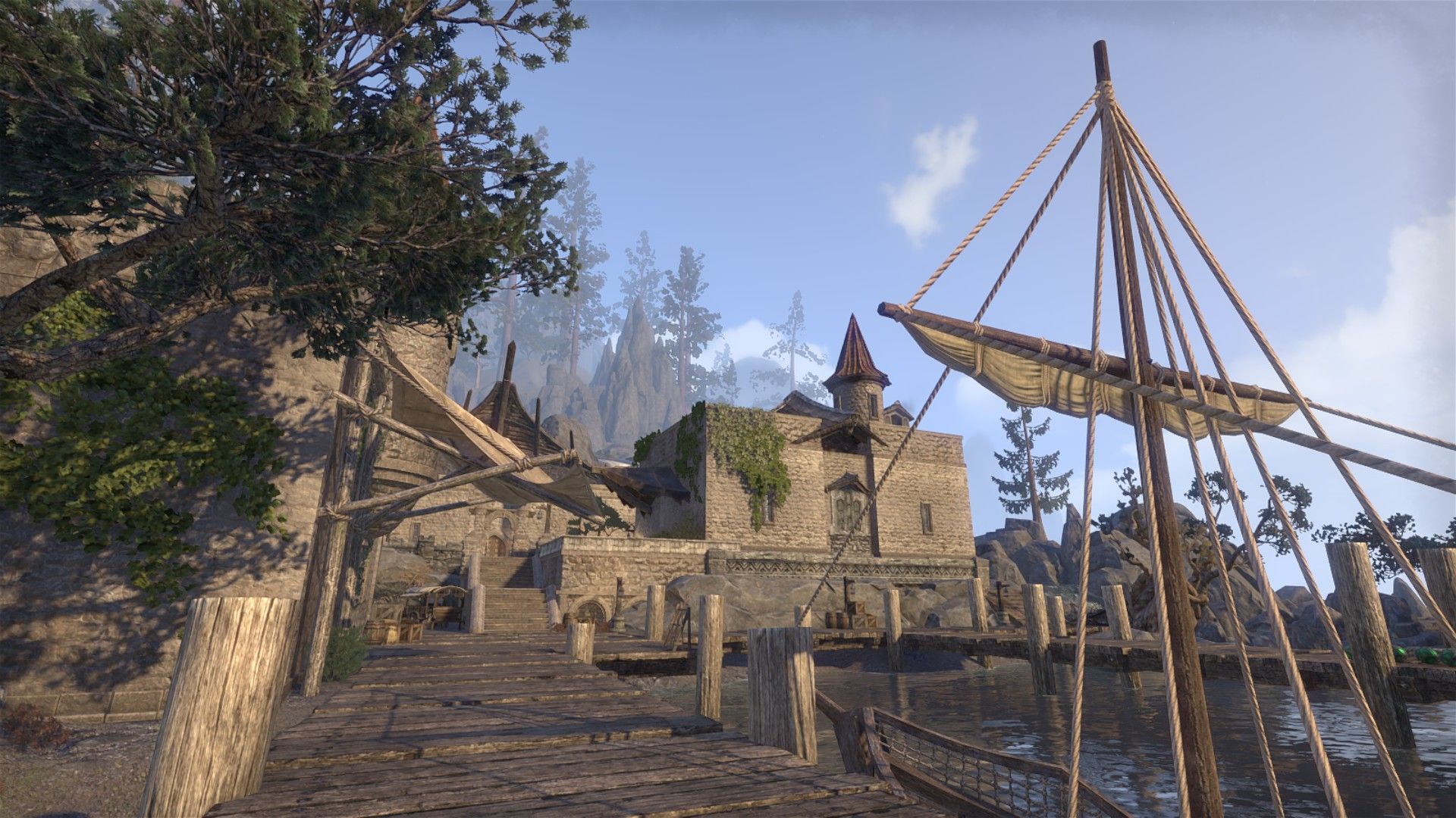 Screenshot de cité portuaire provenant du jeu The Elder Scrolls Online